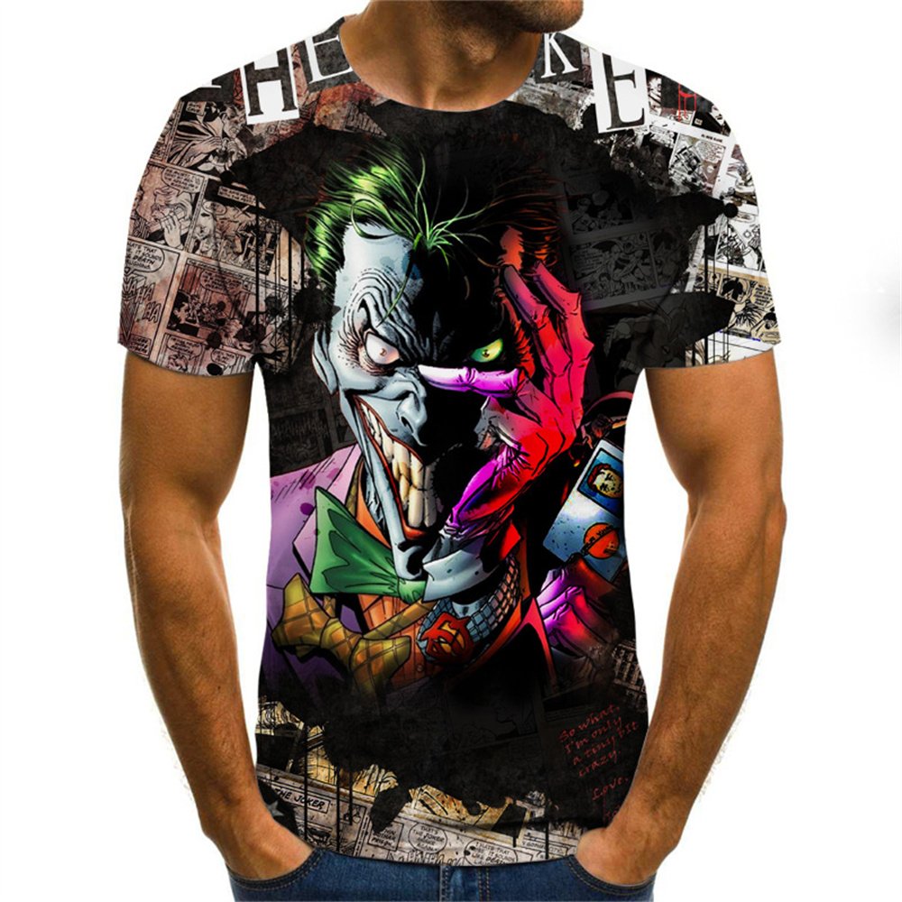 Funny clown T-shirt men's clown face tops 3D printed fashion short-sleeved cool clown shirt round neck fashion men's T-shirt 6 Funny clown T-shirt men's clown face tops 3D printed fashion short-sleeved cool clown shirt round neck fashion men's T-shirt 6