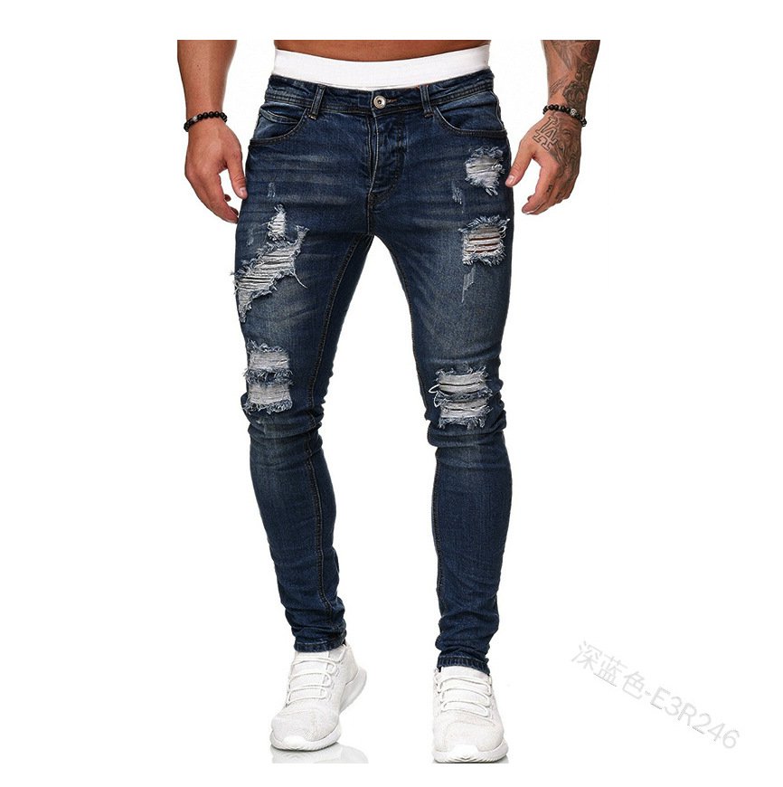 Mens Ripped Skinny Jeans Blue Slim Fit Hole Pencil Pants Biker Casual Trousers Streetwear 2020 High Quality Denim Man Clothing 4 Mens Ripped Skinny Jeans Blue Slim Fit Hole Pencil Pants Biker Casual Trousers Streetwear 2020 High Quality Denim Man Clothing 4