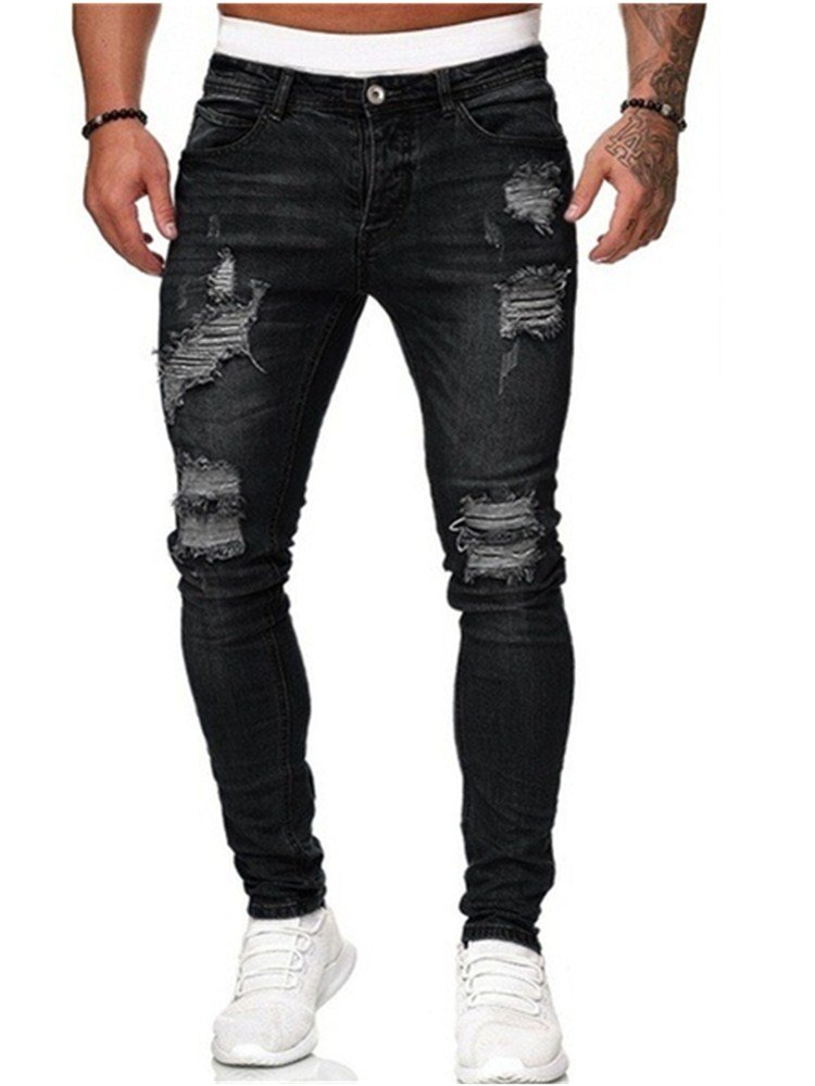 Mens Ripped Skinny Jeans Blue Slim Fit Hole Pencil Pants Biker Casual Trousers Streetwear 2020 High Quality Denim Man Clothing 3 Mens Ripped Skinny Jeans Blue Slim Fit Hole Pencil Pants Biker Casual Trousers Streetwear 2020 High Quality Denim Man Clothing 3